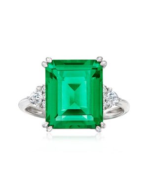 Ross-Simons Simulated Emerald And Cz Ring - Green