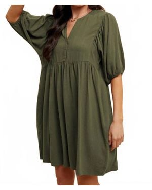 Anniewear Dolman Sleeve Babydoll Mini Dress - Green