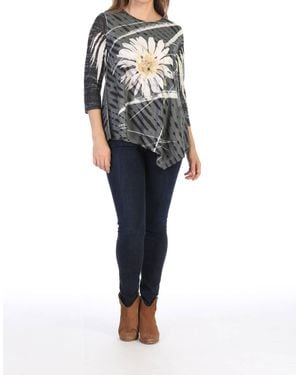 Jess & Jane Chit Chat Double Knit Asymmetrical Top - Gray