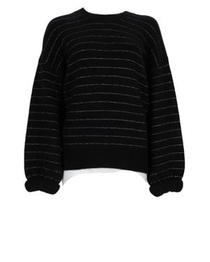 Isabel Marant Metallic Stripe Relaxed Viscose-Blend Sweater - Black