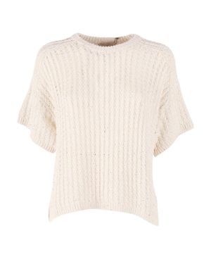 Antonelli Glicine Textured Ribbed Knit Top - Natural