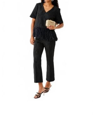 Lilly Pulitzer Jarrae Jacquard High Rise Crop Flare Pants - Black