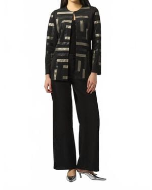 Joseph Ribkoff Solana Scuba And Leatherette Collarless Jacket - Black