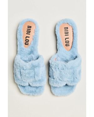 Bibi Lou Fluffy Holly Slides - Blue