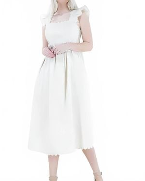 Original USA Scalloped With Pockets Midi Dress - White