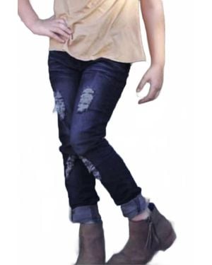 Angie Night Sky Distressed Jeans - Blue