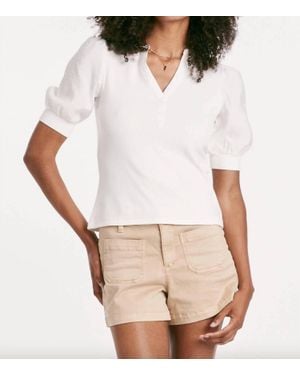 Another Love Eliza Puff Sleeve Henley - White