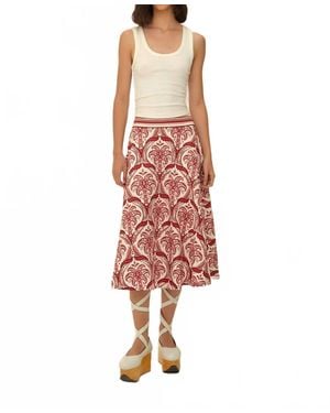 FARM Rio Tropical Cameo Midi Skirt - Red