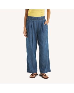 Nautica Pleated Chambray Ankle Pant - Blue