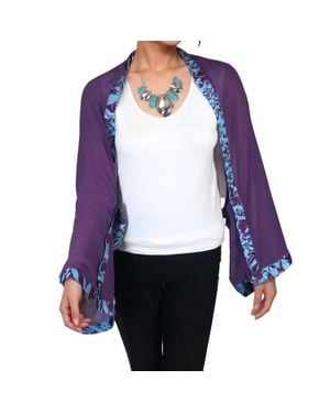 Magic Scarf Origami Trim Button Shawl Shrug Wrap - Purple