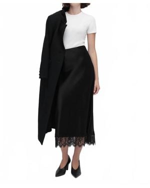 FAVORITE DAUGHTER Lacy Favorite Satin Midi Skirt - Black