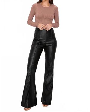 Canvas Apparel Pleather High Waist Flare Pants - Black