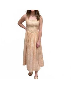 Sunday Edition Sleeveless Smocking Midi Dress - Natural