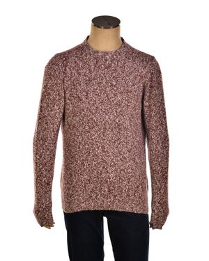 Fedeli Wool-Cashmere Marled Crewneck Knit Sweater - Red
