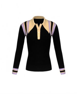 JoosTricot Peachskin Tricot Long Sleeve Polo - Black