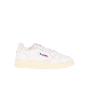 Autry Goatskin Medalist Low-Top Sneakers - White