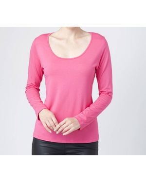French Kyss Long Sleeve Scoop Top - Pink