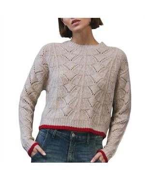 Autumn Cashmere Boxy Stitch Tipped Crewneck Sweater - Gray
