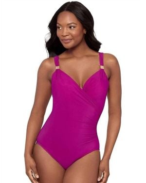 Miraclesuit Razzle Siren Crossover Shaping One-Piece Swimsuit - Purple