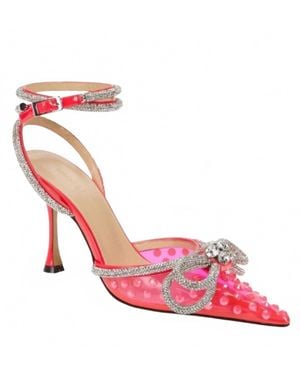 Mach & Mach Double Bow Stiletto Heels With Rhinestone Accents - Pink