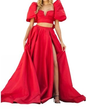 Sherri Hill Two Piece Taffeta Gown - Red