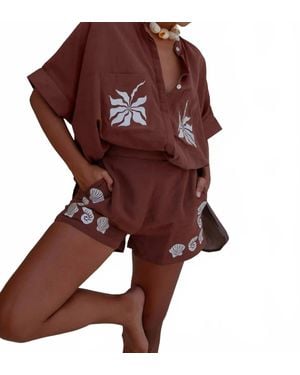 Palm Collective Elise High Rise Shorts - Brown