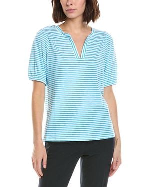 Stella Parker Caroline Notch Neck Puff Sleeve Top - Blue