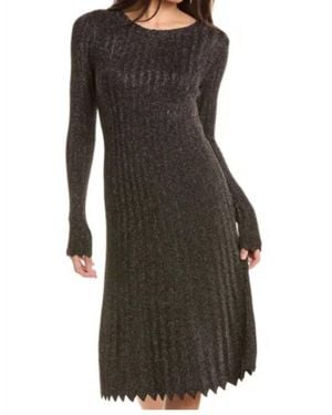 Tahari Metallic Knit Midi Dress - Black