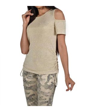 FRANK LYMAN Ophelia Open Shoulder Side Tie Short Sleeve Top - Natural