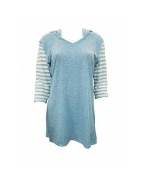 Felina Summer Vacation Tunic With Hoodie & Open Back - Blue