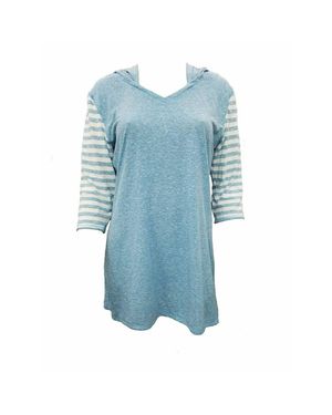 Felina Summer Vacation Tunic With Hoodie & Open Back - Blue