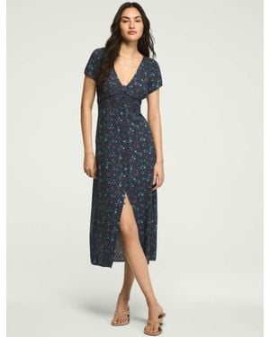 Lucky Brand Lace Trim Simone Midi Dress - Blue