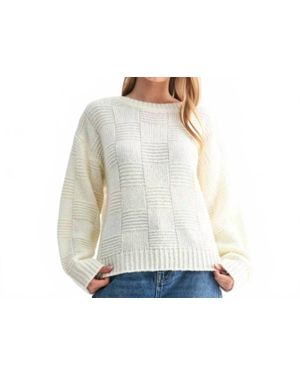 Fun 2 Fun Checker Knit Sweater - White