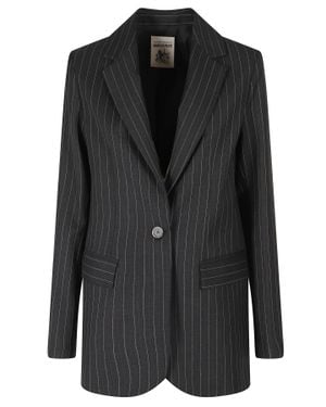 Semicouture Pinstripe Oversized Carmen Jacket By - Black