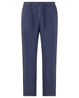 Roy Rogers Portofino Drawstring Waist Linen Chino Pants - Blue
