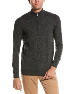 Forte Cashmere Mock Neck Cashmere 1/4-Zip Sweater - Black