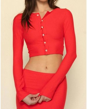 Montce Button Down Cardigan - Red