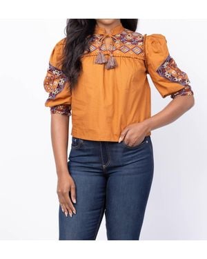 LOVE THE LABEL Diella Embroidered Top - Orange