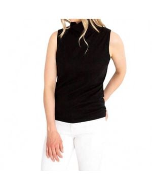Kinross Cashmere Seamed Funnel Tank - Black