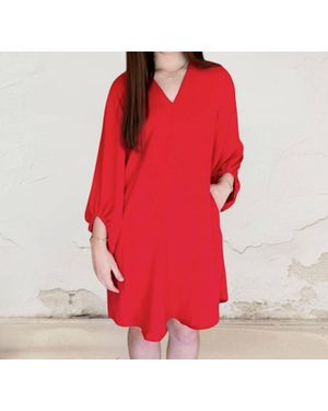 Ivy Jane Deep V-Neck Dress - Red