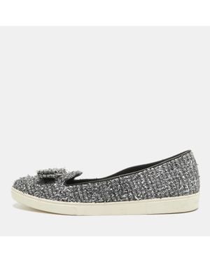 Ferragamo Tweed Bow Slip On Sneakers - Metallic