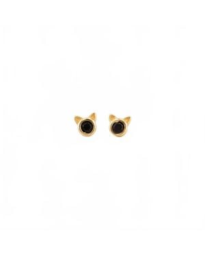 Kris Nations Midnight Whiskers Cat Stud Earring - Metallic