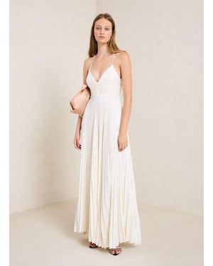 TRUEDAMES Pleated Tie-Strap Slip Dress - Natural