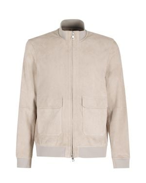 DUNO Octane Bolgheri High Collar Suede Leather Bomber Jacket - Natural