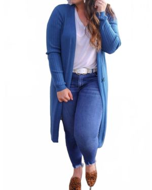 Jess Lea Go-To Ribbed Duster Cardigan - Blue