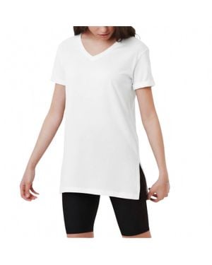 AMBAR V-Neck Plain Short Sleeve T-Shirt - White