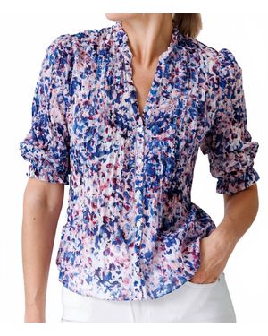 Go> By Go Silk Darcy Button Front Shirt - Blue