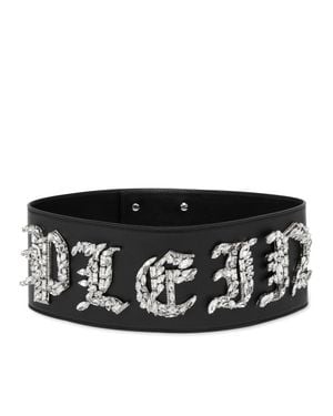 Philipp Plein Leather Belt Gothic Plein - Black