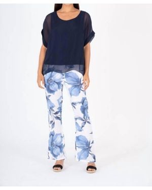 Made In Italy Short Sleeve Woven Top - Blue
