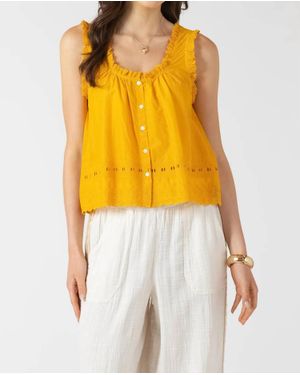 Dex Embroidered Lace Trim Tank - Yellow